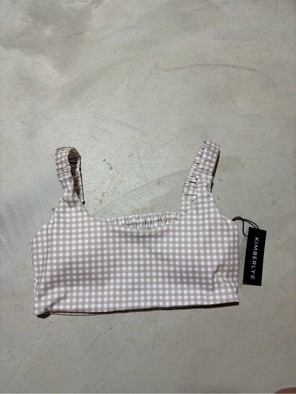 Kimberly C NWT Beige Gingham Sports bra large